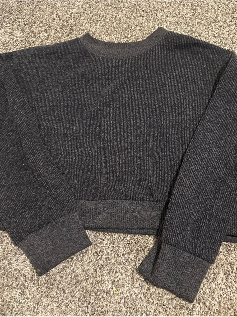 Zara Dark Charcoal Ribbed Crewneck Sweater